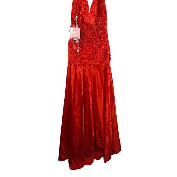 Blush Prom by Alexia Dress Size 8 Formal Prom Red Halter Satin High Slit Y2K New - Picture 13 of 16